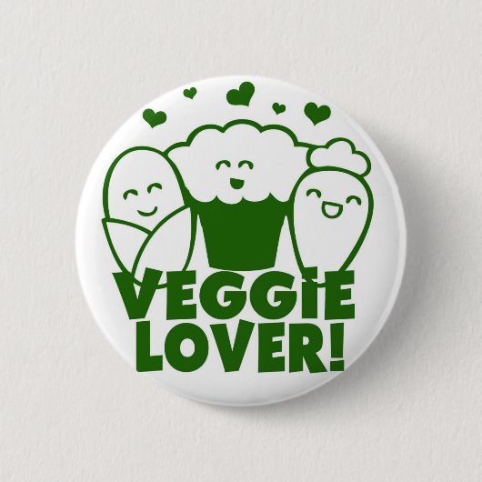 Kawaii Veggie Lover Badge Ronde Button 5,7 Cm (Voorkant)
