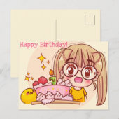 Kawaii Verjaardag Briefkaart (Voorkant / Achterkant)