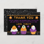 Kawaii verjaardagscupcakes voor Halloween Bedankkaart (Voorkant / Achterkant)
