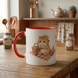 Kawaii Vintage Gemberkat Picknick Mok