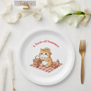 Kawaii Vintage Gemberkat Picknick Papieren Borden Bordje