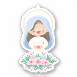 Kawaii Virgin Mary Sacred Heart Sticker