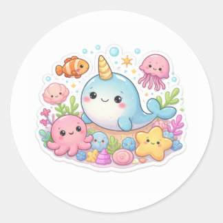 Kawaii Vissenstickers Ronde Sticker