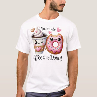 Kawaii-voedsel kunst van koffie en donut t-shirt