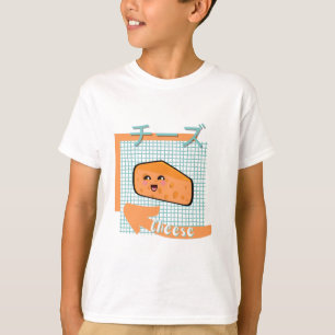 kawaii-voedsel- schattige kaas, oranje, turquoise t-shirt
