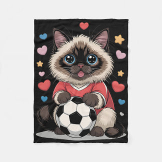 Kawaii Voetbal Kat Gewoon Meisje Dat Van Birman Wi Fleece Deken