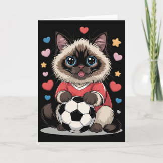 Kawaii Voetbal Kat Gewoon Meisje Dat Van Birman Wi Kaart