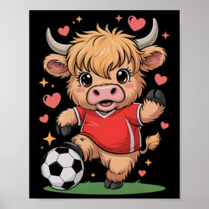 Kawaii Voetbal Vaars Gewoon Meisje Dat Van Bal Koe Poster