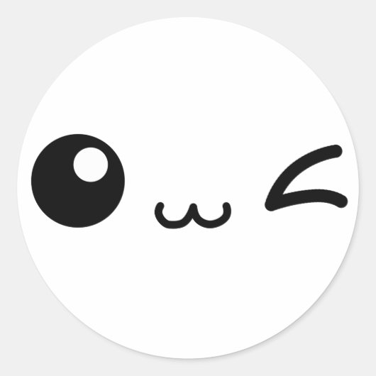 KAWAII VRIEND SCHATTIGE WINKY RONDE STICKER (Voorkant)