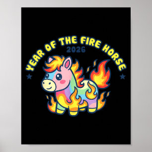 Kawaii Vuur Paard Shirt - Jaar Van Het Vuur Paard Poster