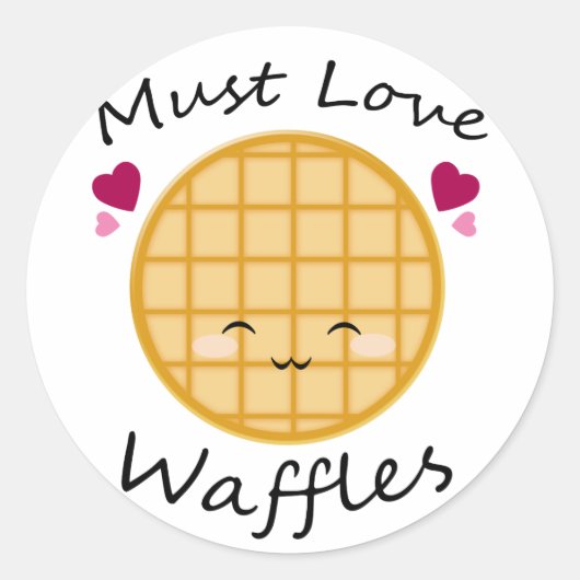 Kawaii Waffle Ronde Sticker (Voorkant)