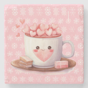 Kawaii warme cacao chocolade en sneeuwvlokken stenen onderzetter