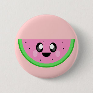 kawaii watermeloen leuk gezicht ronde button 5,7 cm