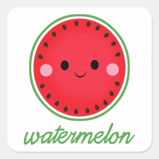 Kawaii Watermelon Vierkante Sticker (Voorkant)
