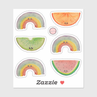 Kawaii Waterverf Fruits and Rainbows Colorful Sticker