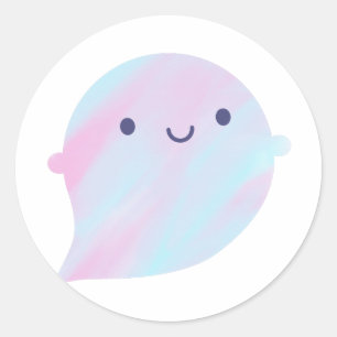 Kawaii Waterverf Ghost (Unicorn) Ronde Sticker