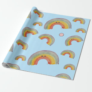 Kawaii Waterverf Rainbow Cadeaupapier