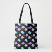Kawaii Whale Pattern Gepersonaliseerd Black Draagtas (Voorkant)