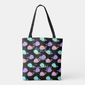 Kawaii Whale Pattern Gepersonaliseerd Black Draagtas (Achterkant)