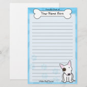 Kawaii White Bull Terrier Stationery (met pot) Briefpapier (Voorkant / Achterkant)