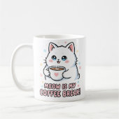 Kawaii White Cat Coffee Mug (Gauche)