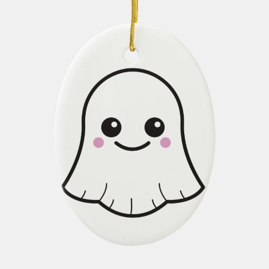 Kawaii White geest Keramisch Ornament (Voorkant)