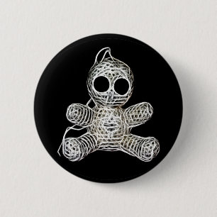 Kawaii White Voodoo Doll Funny Magic Speelgoed Ronde Button 5,7 Cm