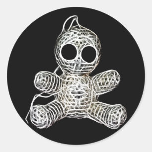 Kawaii White Voodoo Doll Funny Magic Speelgoed Ronde Sticker