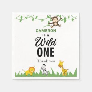 Kawaii Wild One Birthday Safari Oerwoud Animals Servet