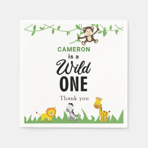 Kawaii Wilde Verjaardag Safari Jungle Dieren Servet