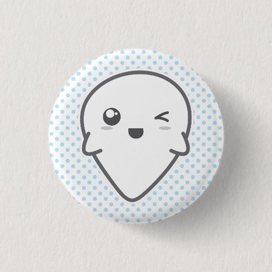 Kawaii Winking Ghost Button (Voorkant)