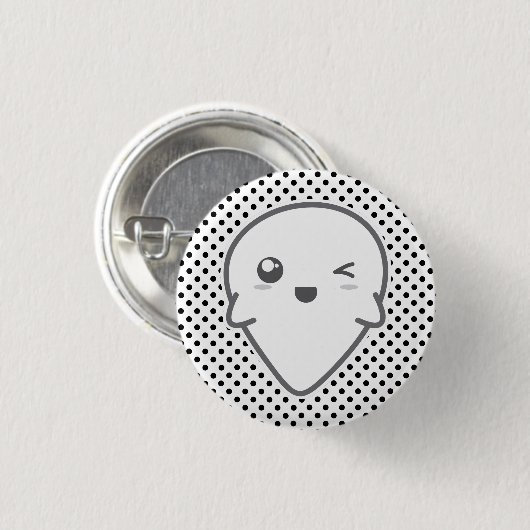 Kawaii Winking Ghost Button (Voorkant /achterkant)