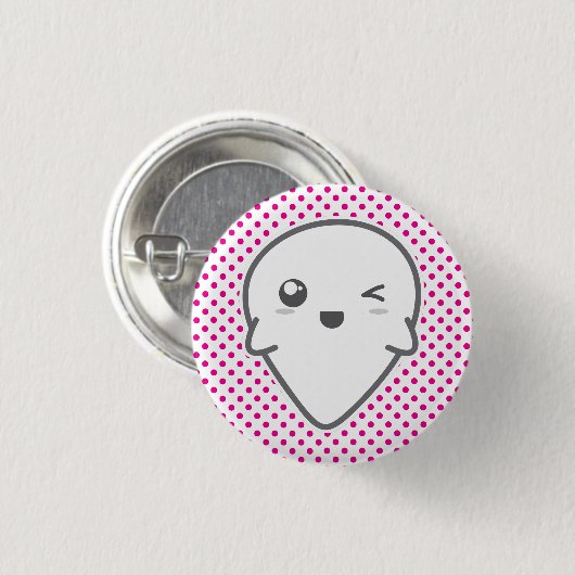 Kawaii Winking Ghost Button (Voorkant /achterkant)