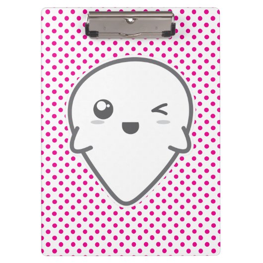 Kawaii Winking Ghost Clip Board Klembord (Voorkant)