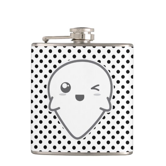 Kawaii Winking Ghost Flask Heupfles (Voorkant)