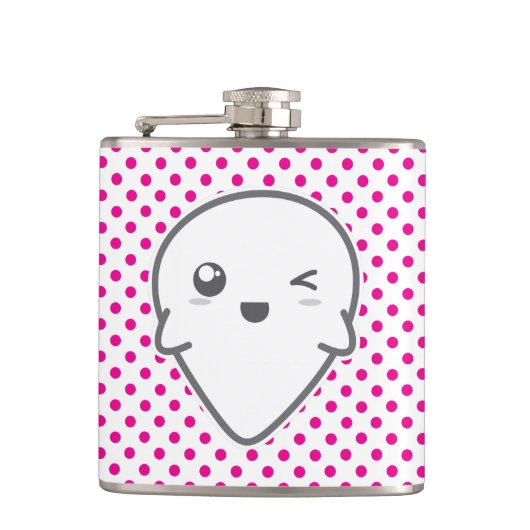 Kawaii Winking Ghost Flask Heupfles (Voorkant)