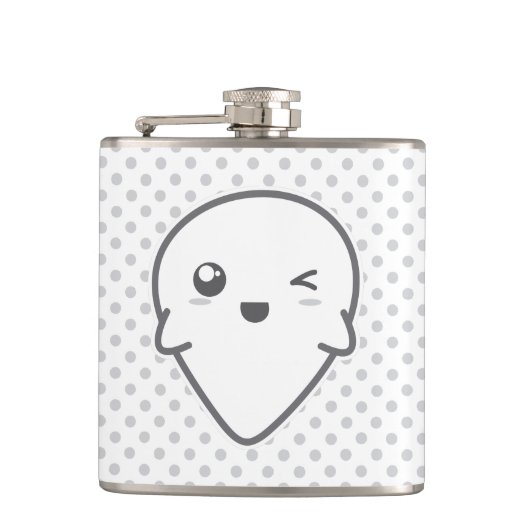 Kawaii Winking Ghost Flask Heupfles (Voorkant)