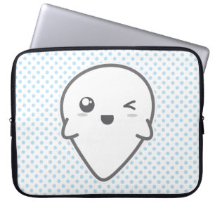 Kawaii Winking Ghost-laptophoes Laptop Sleeve