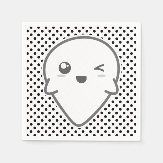 Kawaii Winking Ghost Napkins Servet (Voorkant)
