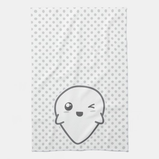 Kawaii Winking Ghost Serviette de cuisine (Vertical)