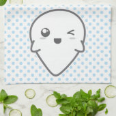 Kawaii Winking Ghost Serviette de cuisine (Plié)