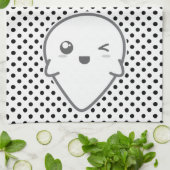 Kawaii Winking Ghost Serviette de cuisine (Plié)