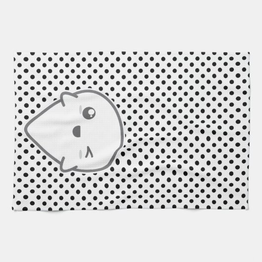 Kawaii Winking Ghost Serviette de cuisine (Horizontal)