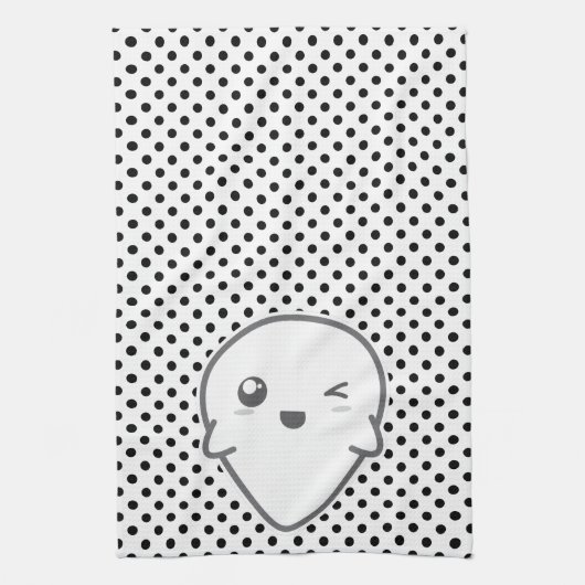 Kawaii Winking Ghost Serviette de cuisine (Vertical)