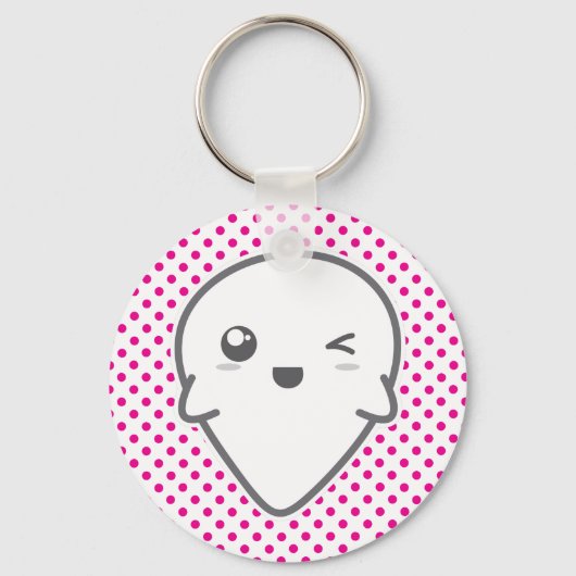 Kawaii Winking Ghost Sleutelhanger (Voorkant)