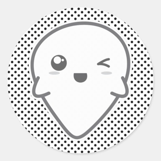 Kawaii Winking Ghost Stickers (Voorkant)