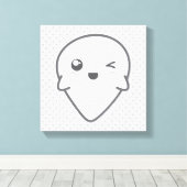 Kawaii Winking Ghost Wrapped Canvas (Insitu (Houten vloer))