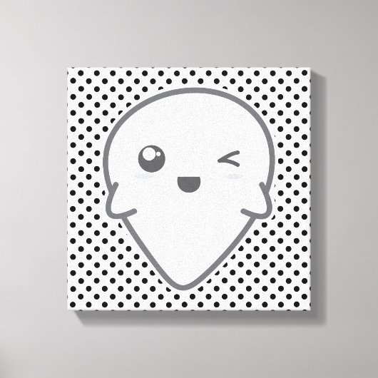 Kawaii Winking Ghost Wrapped Canvas (Voorkant)
