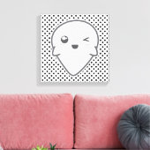 Kawaii Winking Ghost Wrapped Canvas (Insitu (Woonkamer))