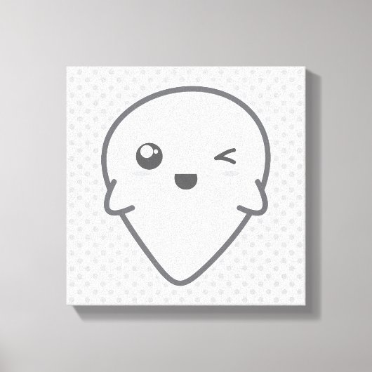 Kawaii Winking Ghost Wrapped Canvas Afdruk (Voorkant)